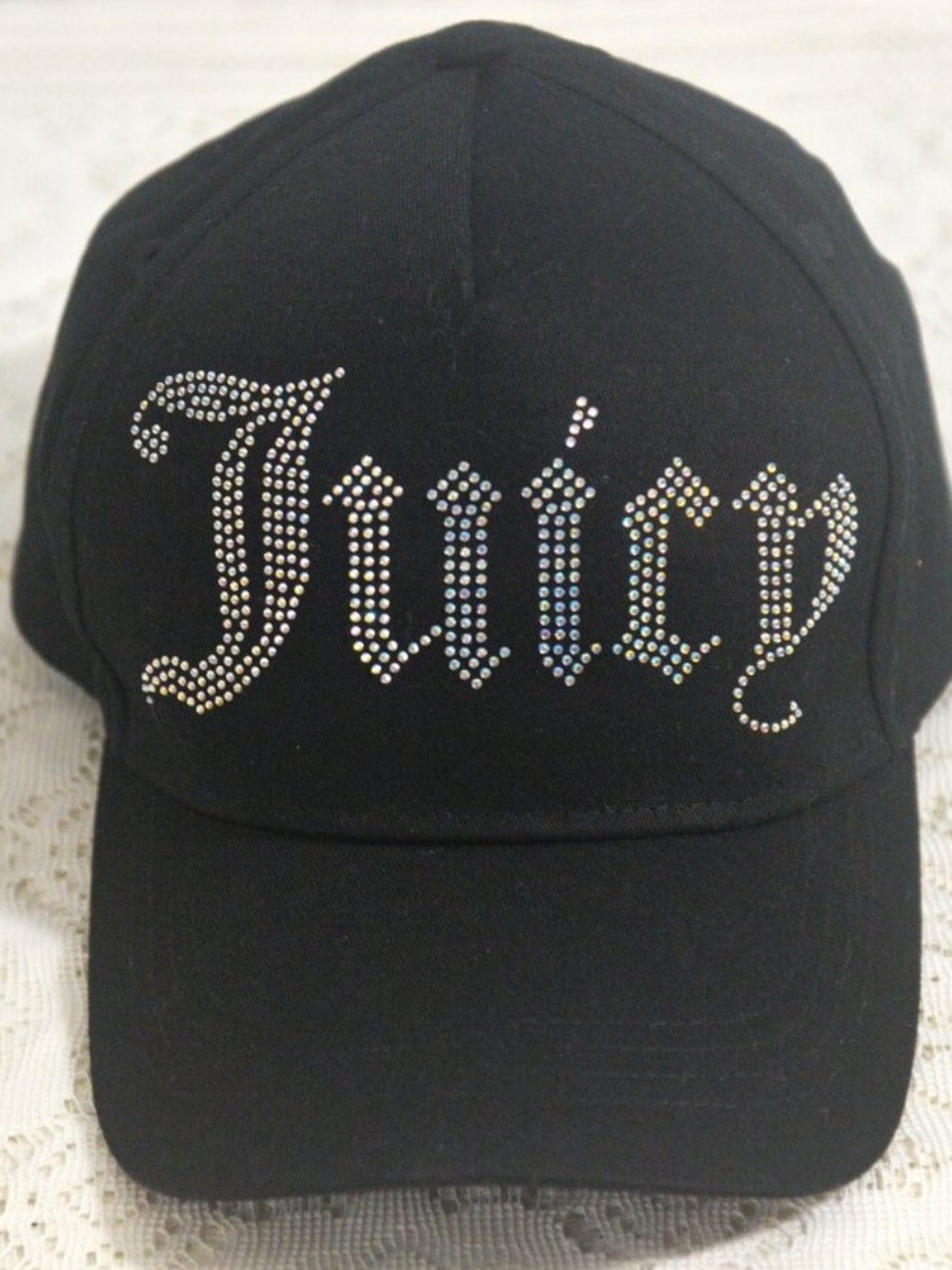 JUICY COUTURE BLACK RHINESTONE LOGO CAP
